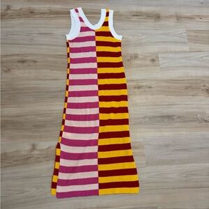 Striped Pink and Yellow Maxi Dress